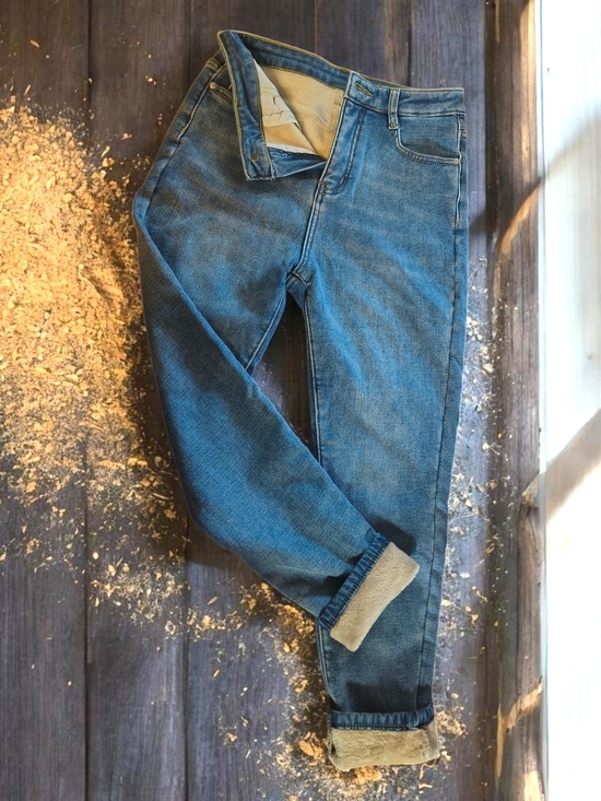 no brand Denim - Women's Cropped Skinny Sherpa-Lined Jeans - Blue Jeans (Petite 27)